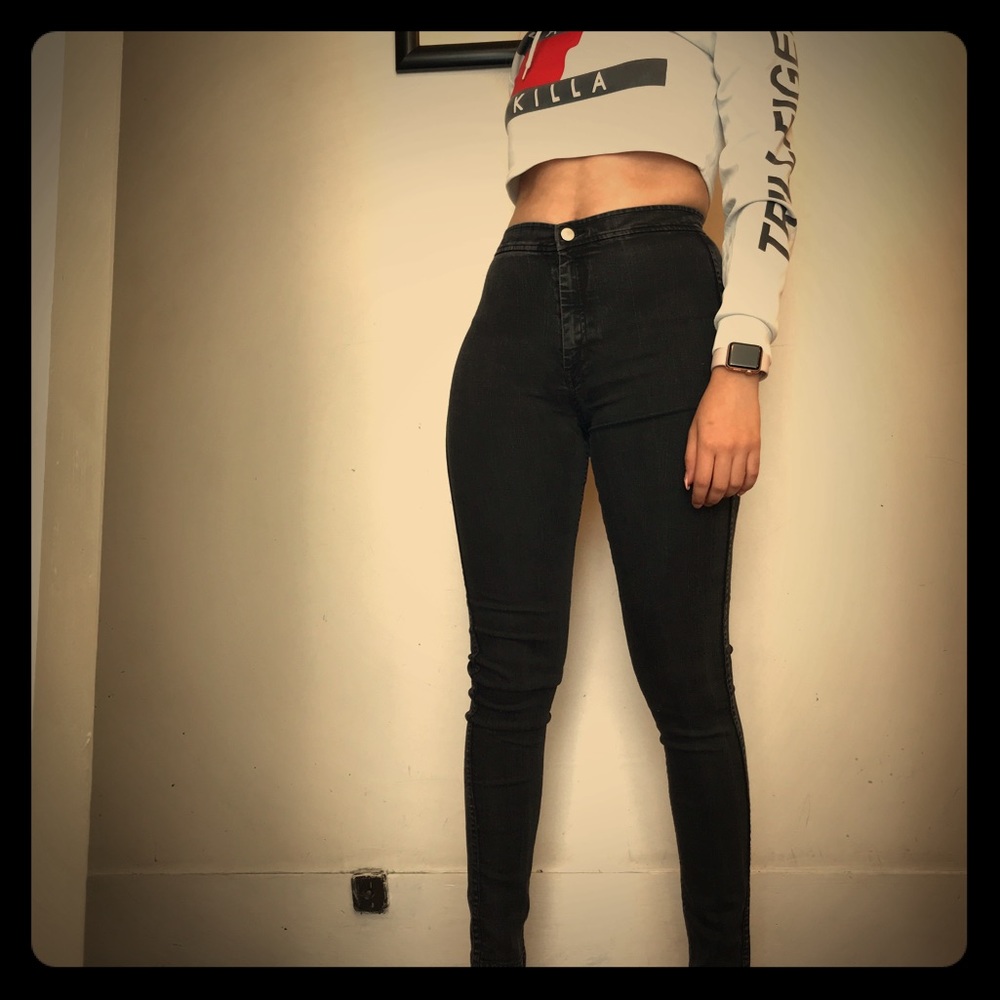 Black high-rise American apparel skinny jeans